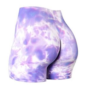 AUROLA Women's Purple & White Tie-Dye Athletic Shorts
